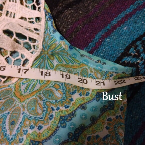 Maurices Sleeveless Semi-Sheer Top XL Boho Lace Panel Back Festival Retro Hippie - Picture 6 of 8